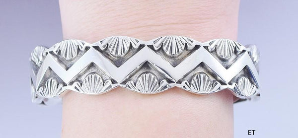 Great Navajo Designer Sterling Silver Cuff Bracelet by Darin Bill