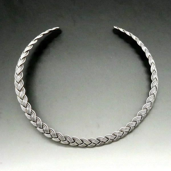 Artisan Sterling Silver Braided Woven Wire Sterling Silver Choker Necklace