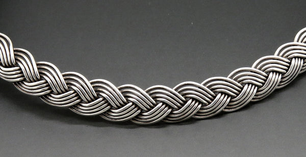 Artisan Sterling Silver Braided Woven Wire Sterling Silver Choker Necklace