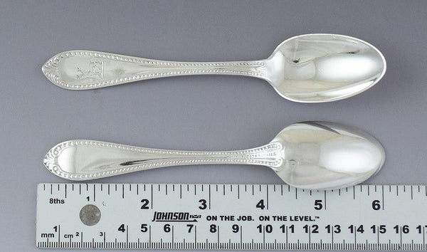 11 Antique 1850s Tiffany & Co Sterling Silver Bead Teaspoons Heavy Weight!