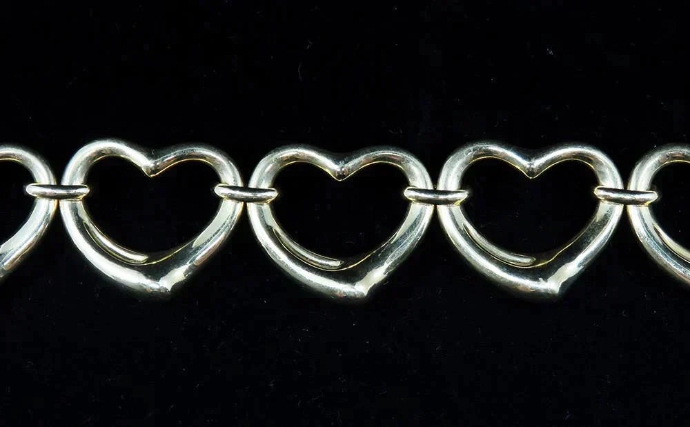 Tiffany & Co 18K Yellow Gold Elsa Peretti Open Heart Link Bracelet w/ Box