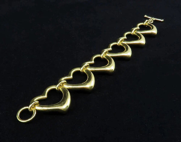 Tiffany & Co 18K Yellow Gold Elsa Peretti Open Heart Link Bracelet w/ Box