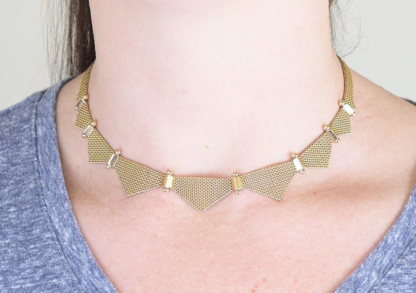 Stylish Retro 18k Gold Mesh Necklace